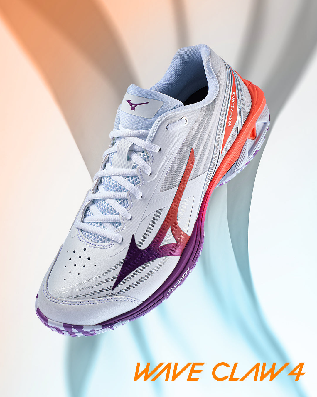 Mizuno Wave Claw 4 (WIDE) Badminton Shoes - White/Lava Orange/Dahlia