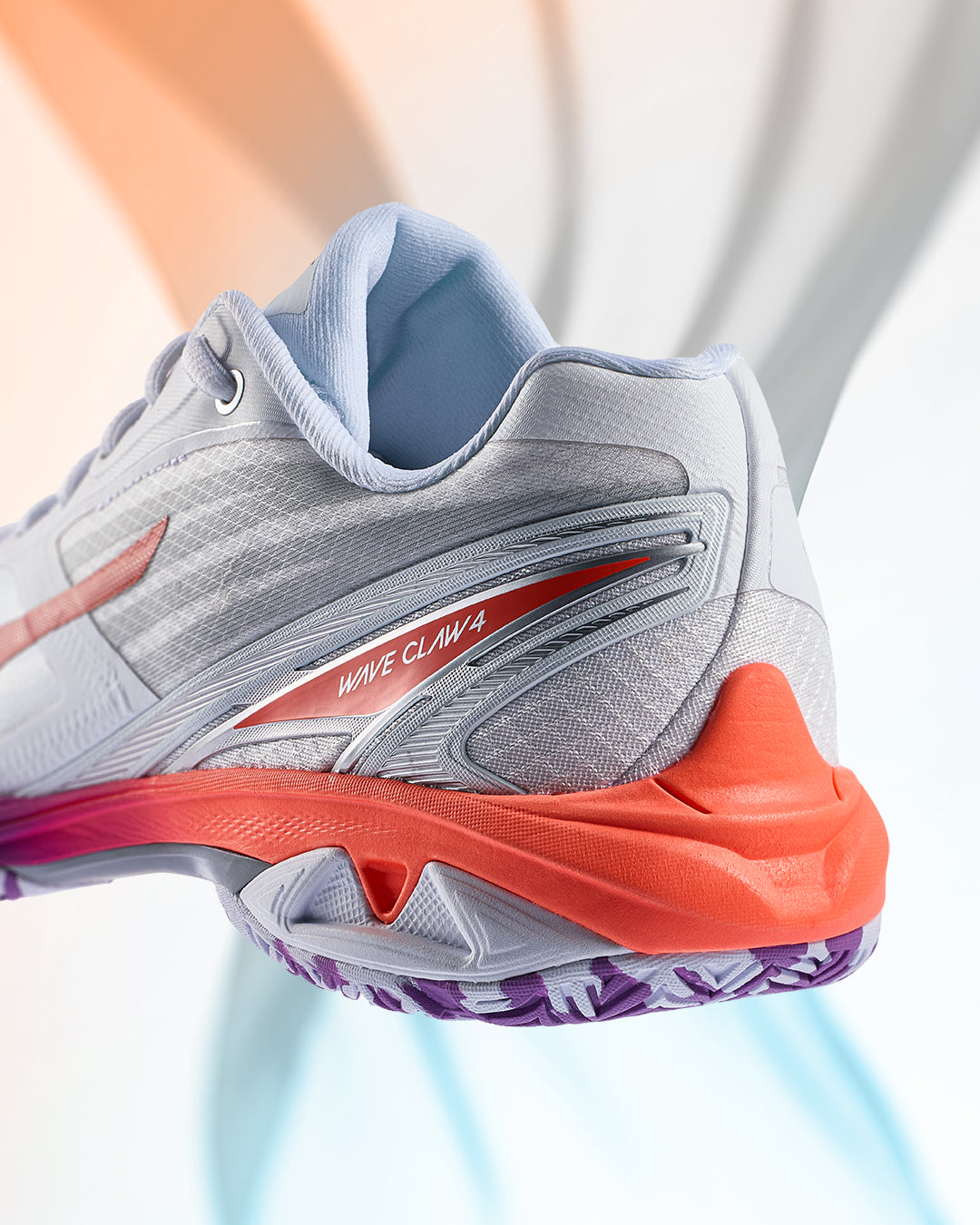 Mizuno Wave Claw 4 (WIDE) Badminton Shoes - White/Lava Orange/Dahlia