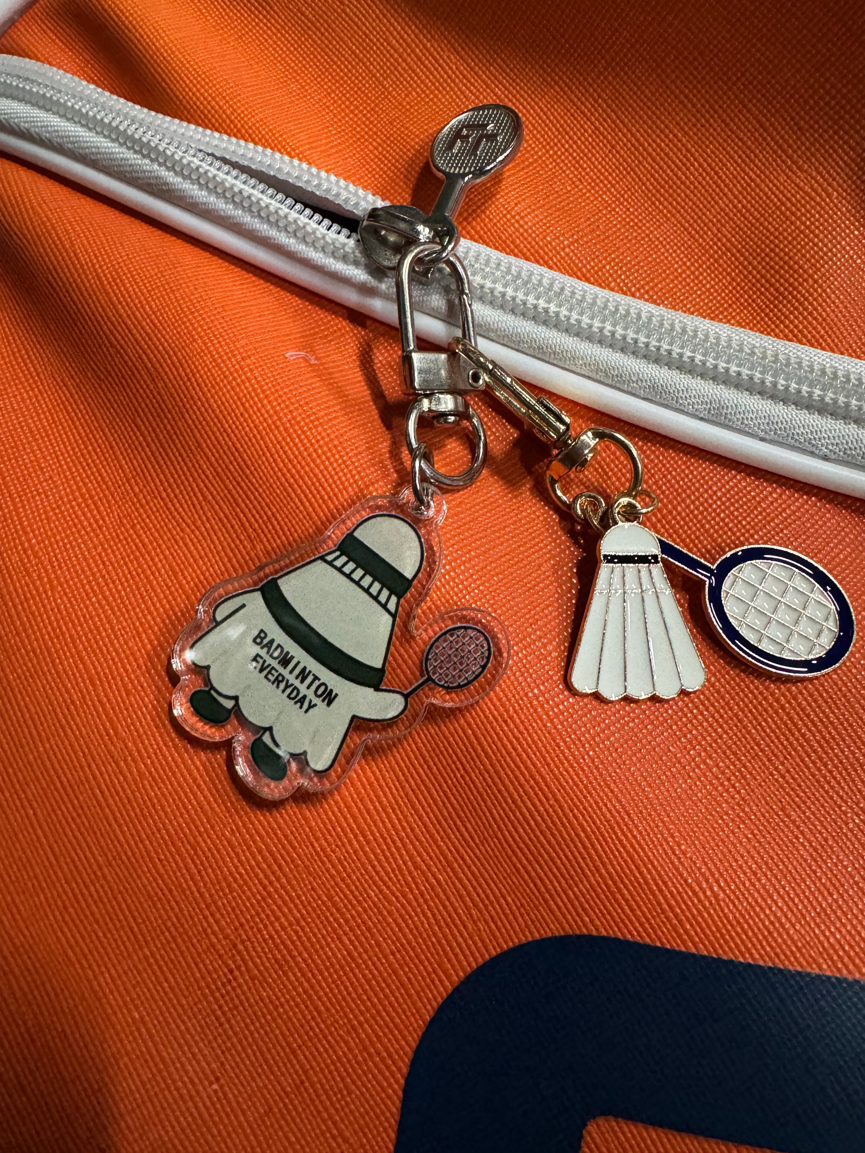 Shuttle & Racquet Charm Keychain Pendant