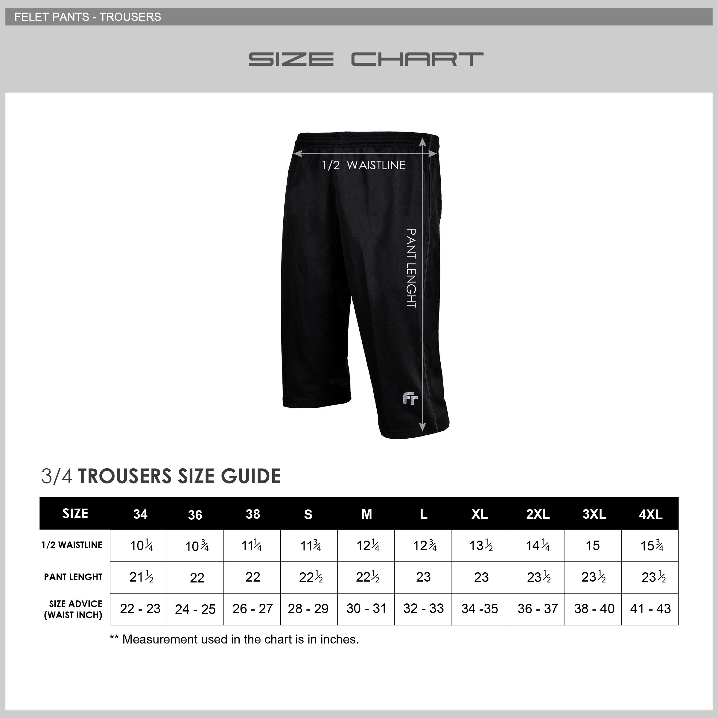 FELET Trouser 719 Black badminton training pants with zip pocket at Add One - size guide