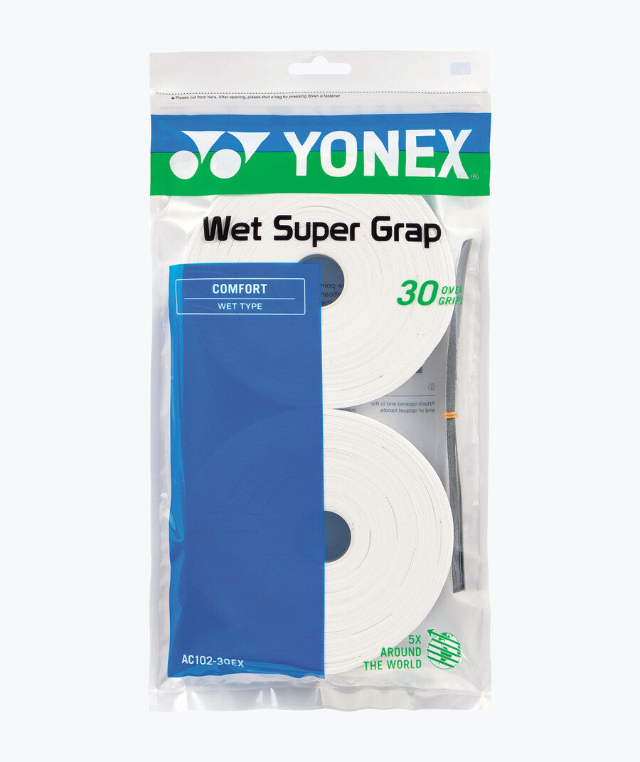 YONEX Super Grap AC102EX-30 (30 Wraps) White Badminton/Tennis/Pickleball Grips