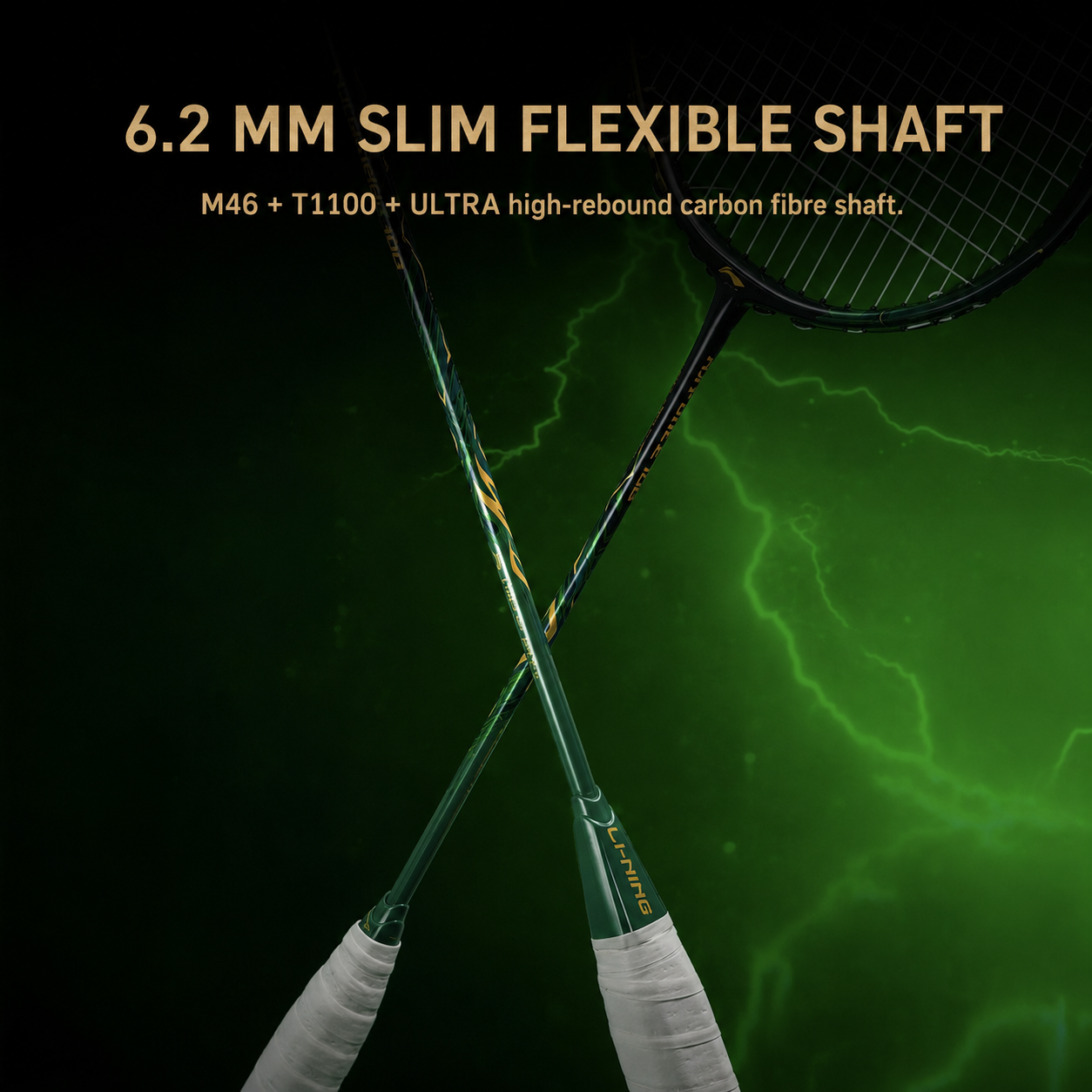 LI-NING Axforce 100 Gen 2 MAX Badminton Racquet (Black / Green) - Unstrung