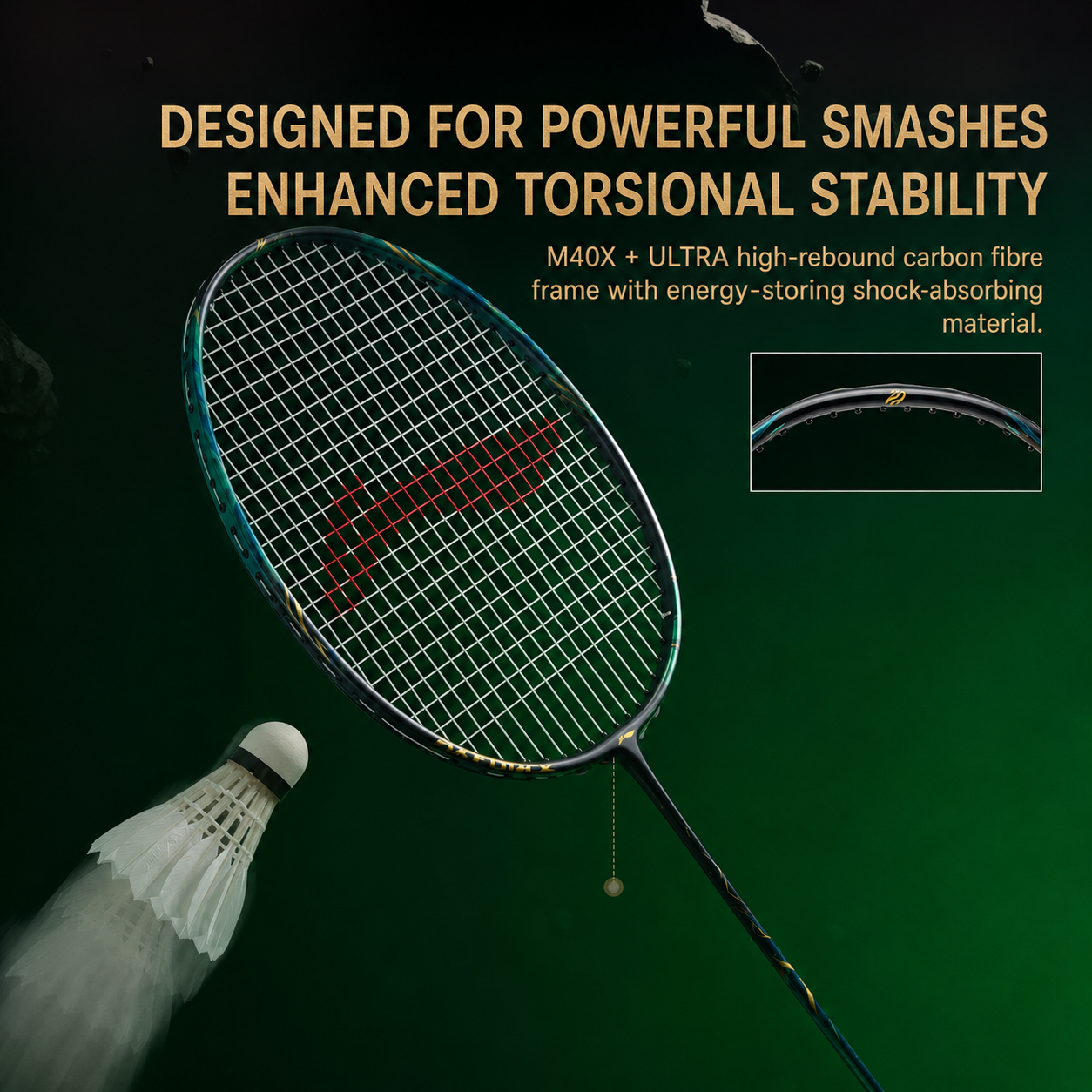 LI-NING Axforce 100 Gen 2 MAX Badminton Racquet (Black / Green) - Unstrung