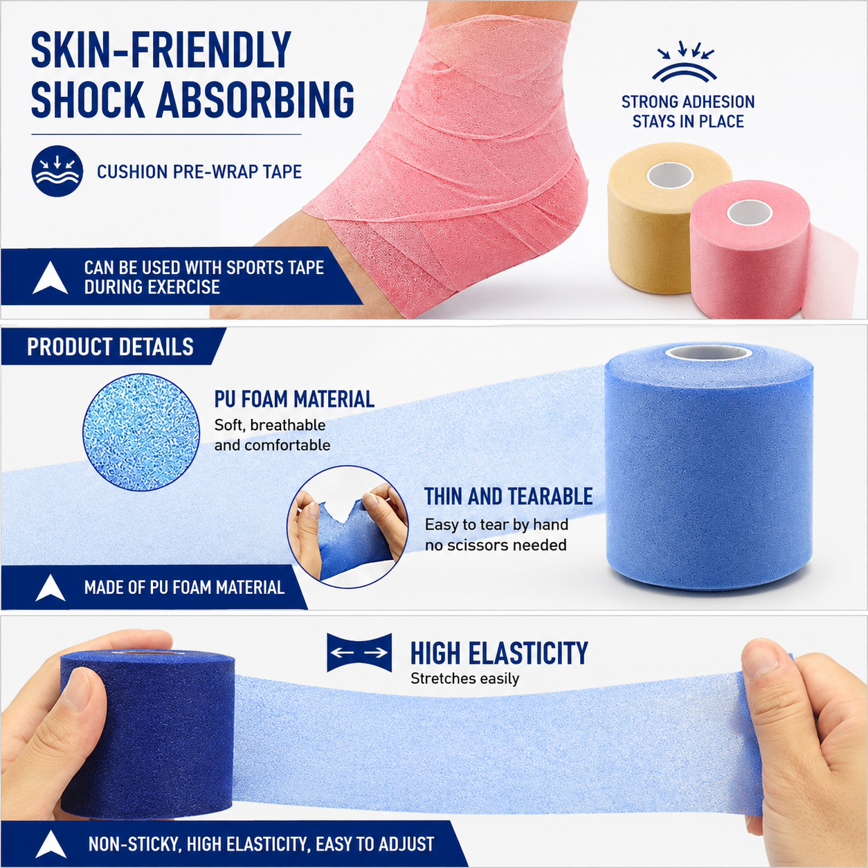 CZ5025 Cushion Badminton Racket Grip Cushion Wrap/Tennis Racquet Shock Absorbing PU Sponge Priming Film (7cm x 27m)