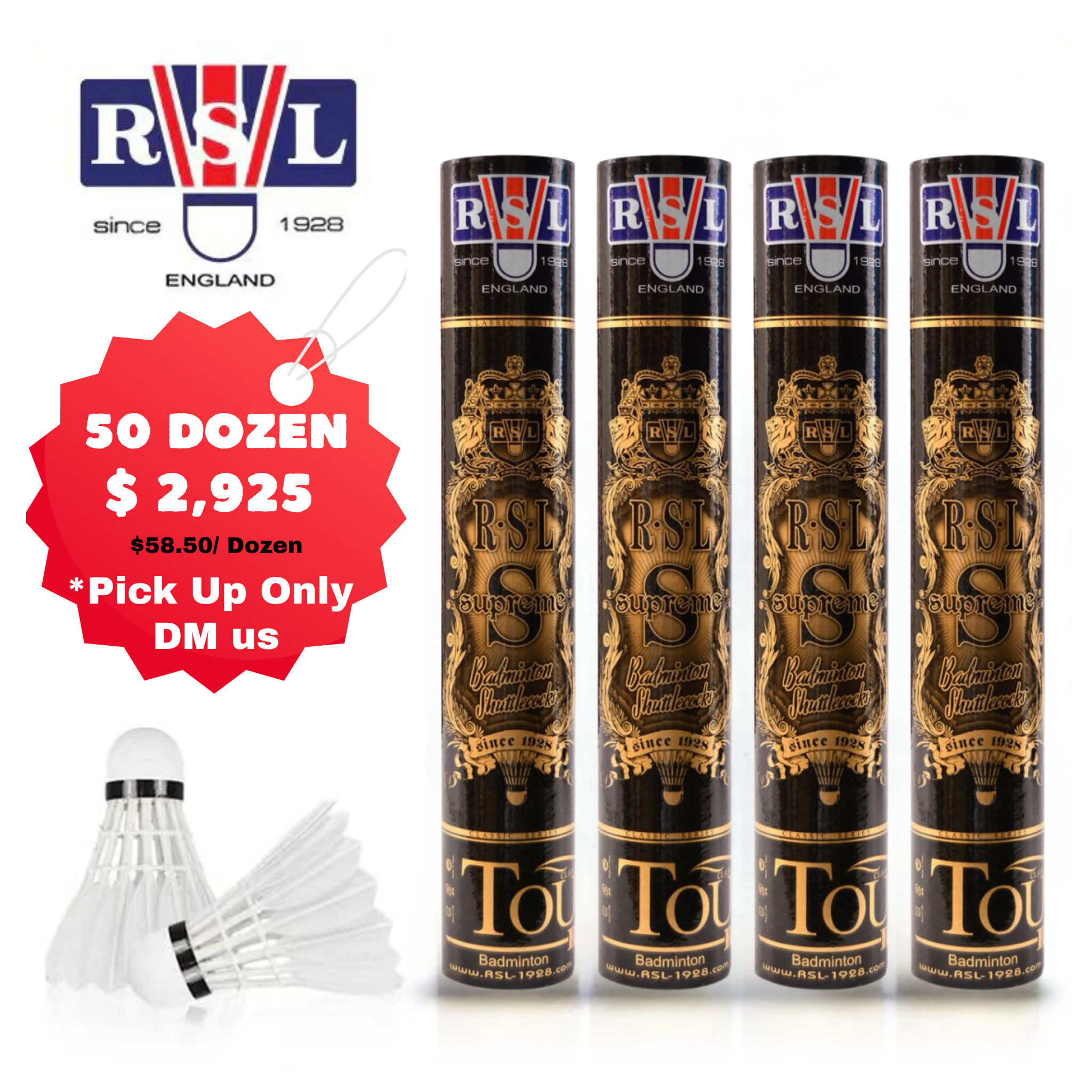 RSL Supreme Shuttlecocks - Bulk Price of 50 Dozen | Add One – Add One ...