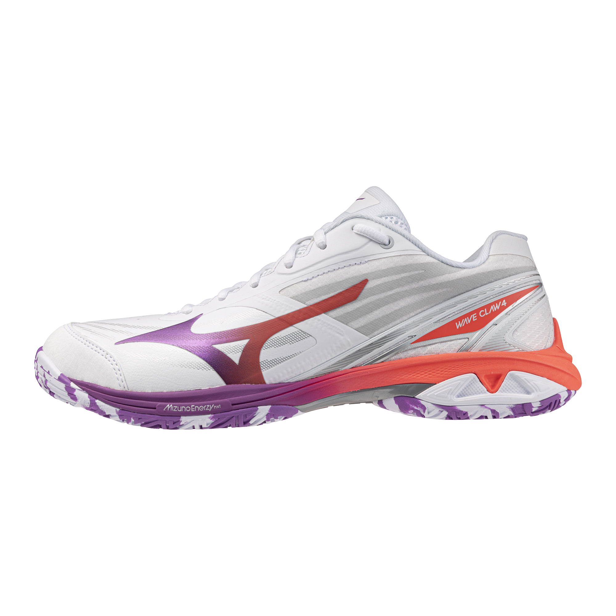 Mizuno Wave Claw 4 (WIDE) Badminton Shoes - White/Lava Orange/Dahlia