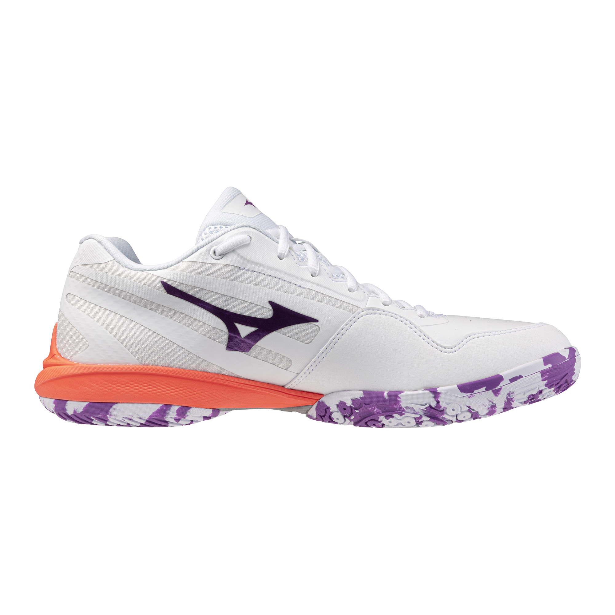 Mizuno Wave Claw 4 (WIDE) Badminton Shoes - White/Lava Orange/Dahlia
