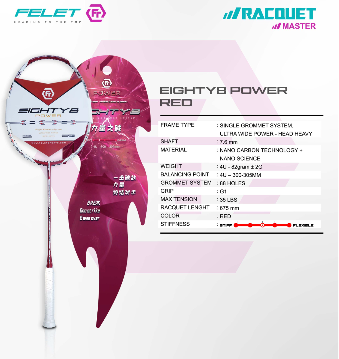 Felet Eighty 8 / 88 Power( up to 35lbs) Red