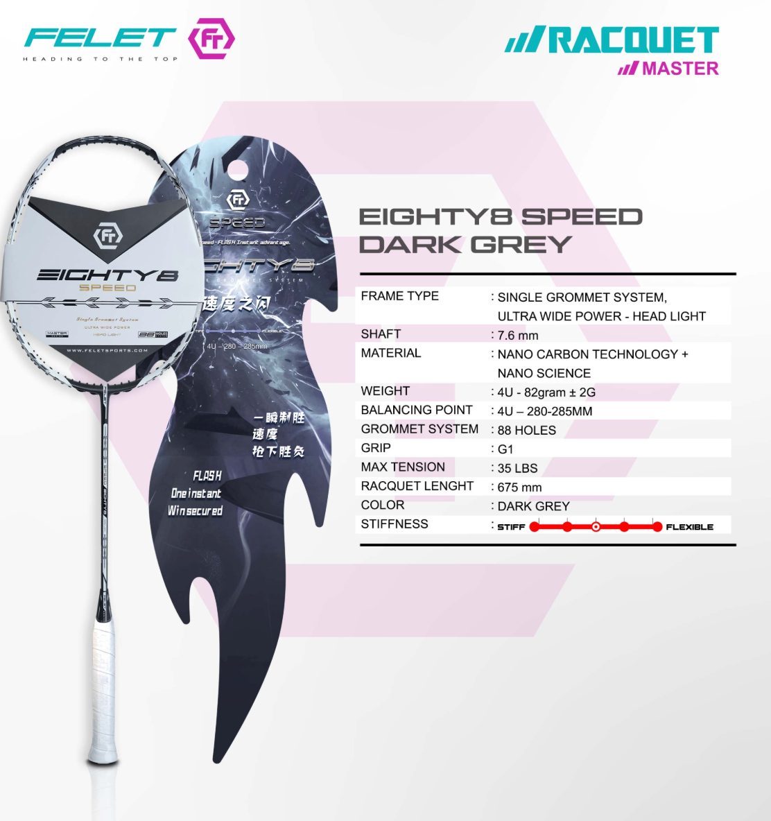 Felet Eighty 8 / 88 Speed ( up to 35lbs) Grey/White