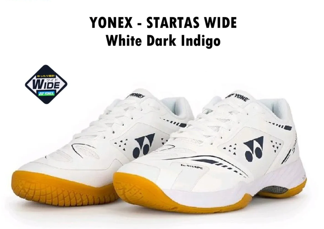 NEW Yonex Badminton Shoes Stratas (WIDE) White/Dark Indigo