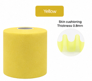 Yellow Cushion Badminton Racket Grip Cushion Wrap Tennis Racquet Shock Absorbing PU Sponge Priming Film Pre-Wrap Sports Tape for Elbow Knees Ankles