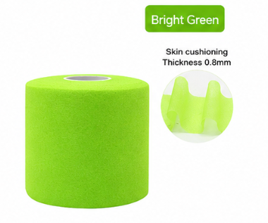 Green Cushion Badminton Racket Grip Cushion Wrap Tennis Racquet Shock Absorbing PU Sponge Priming Film Pre-Wrap Sports Tape for Elbow Knees Ankles