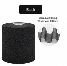 Black Cushion Badminton Racket Grip Cushion Wrap Tennis Racquet Shock Absorbing PU Sponge Priming Film Pre-Wrap Sports Tape for Elbow Knees Ankles