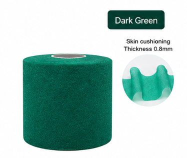 Dark Green Badminton Racket Grip Cushion Wrap Tennis Racquet Shock Absorbing PU Sponge Priming Film Pre-Wrap Sports Tape for Elbow Knees Ankles