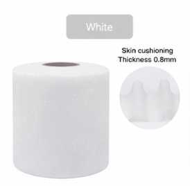 White Cushion Badminton Racket Grip Cushion Wrap Tennis Racquet Shock Absorbing PU Sponge Priming Film Pre-Wrap Sports Tape for Elbow Knees Ankles