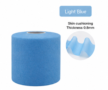 Light Blue Cushion Badminton Racket Grip Cushion Wrap Tennis Racquet Shock Absorbing PU Sponge Priming Film Pre-Wrap Sports Tape for Elbow Knees Ankles