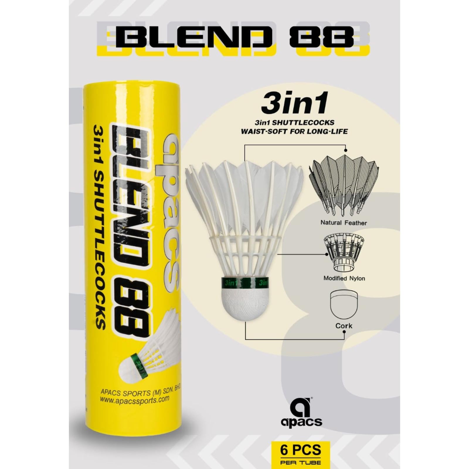 Apacs Synthetic 3-in-1 Shuttlecocks Blend 88