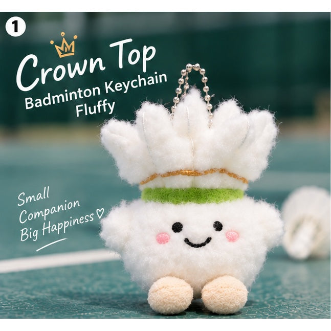Crown Top Badminton Keychain Fluffy front view