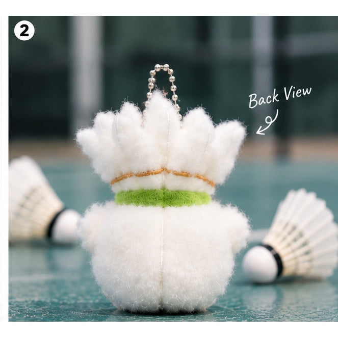Crown Top Badminton Keychain Fluffy back view