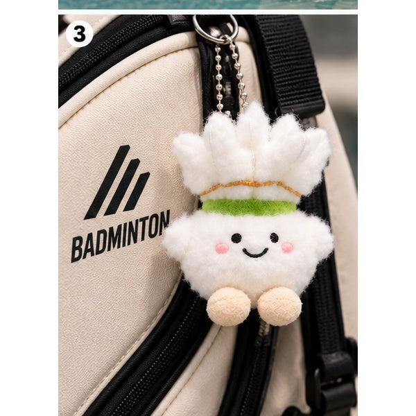Crown Top Badminton Keychain Fluffy attached to badminton bag