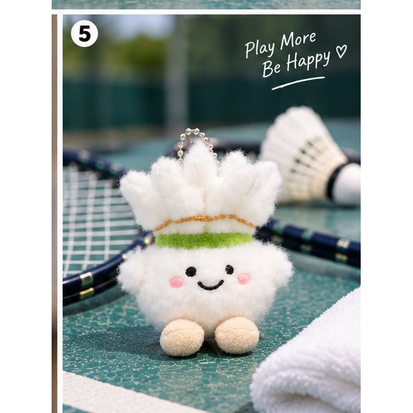 Crown Top Badminton Keychain Fluffy on badminton court