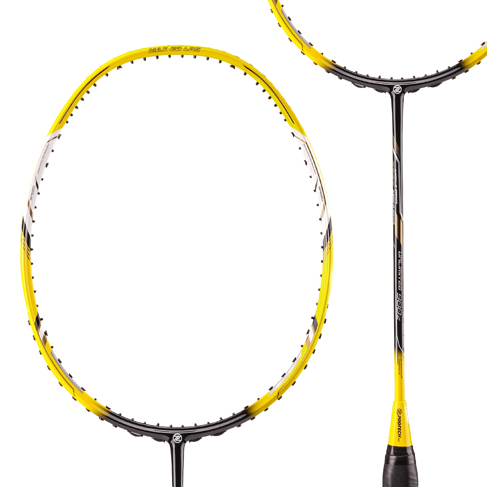 PROTECH Unlimited 900Z XP CONTROL Badminton Racquet (Yellow / Black) - Unstrung & Free Grip - badminton racquet at Add One