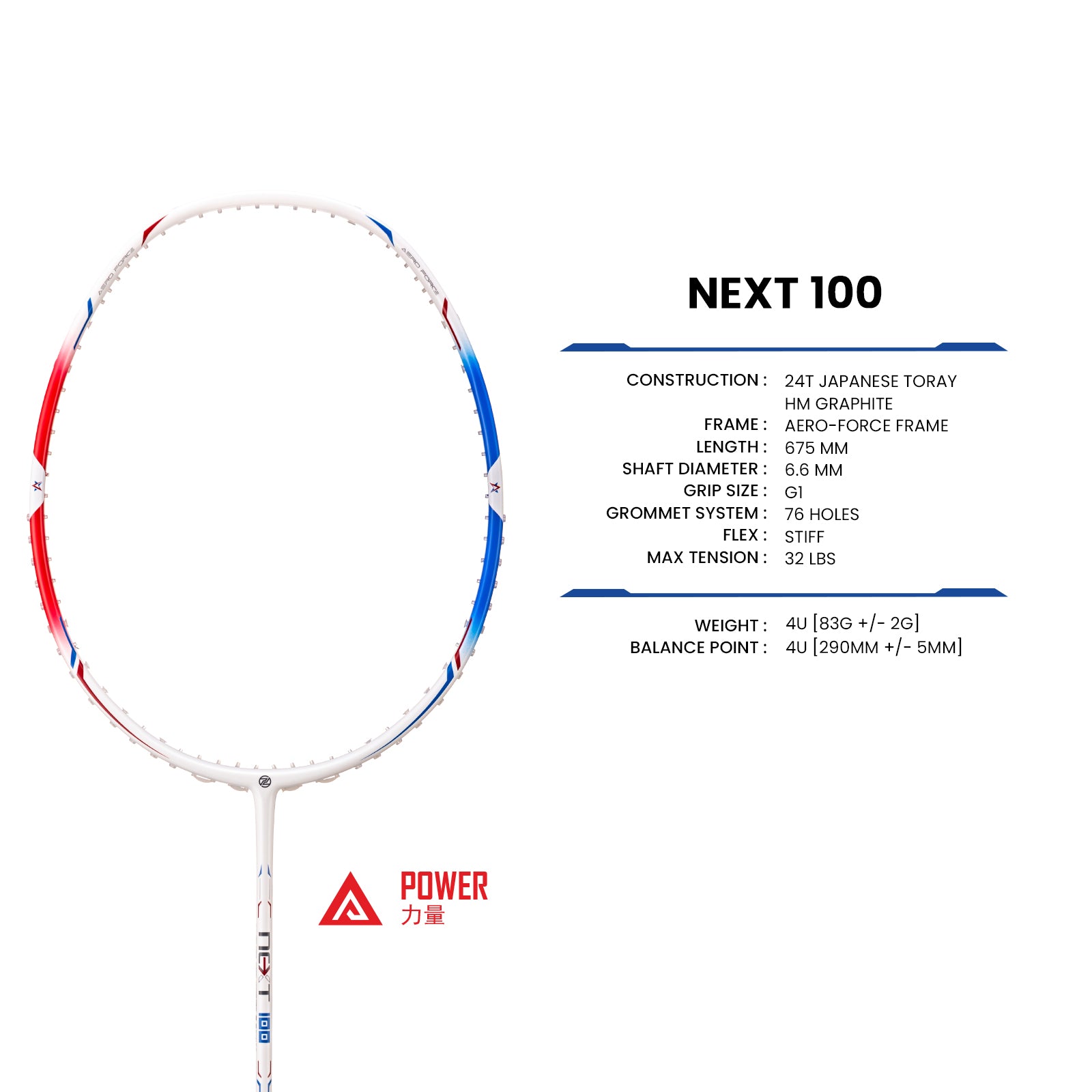PROTECH Next 100 CONTROL Badminton Racquet Max:32lbs (Black / Red) - Unstrung & Free Grip - badminton racquet at Add One